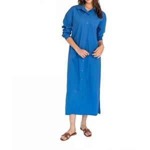 NEW RECOLLECTION BRAND maxi shirt dress in blue